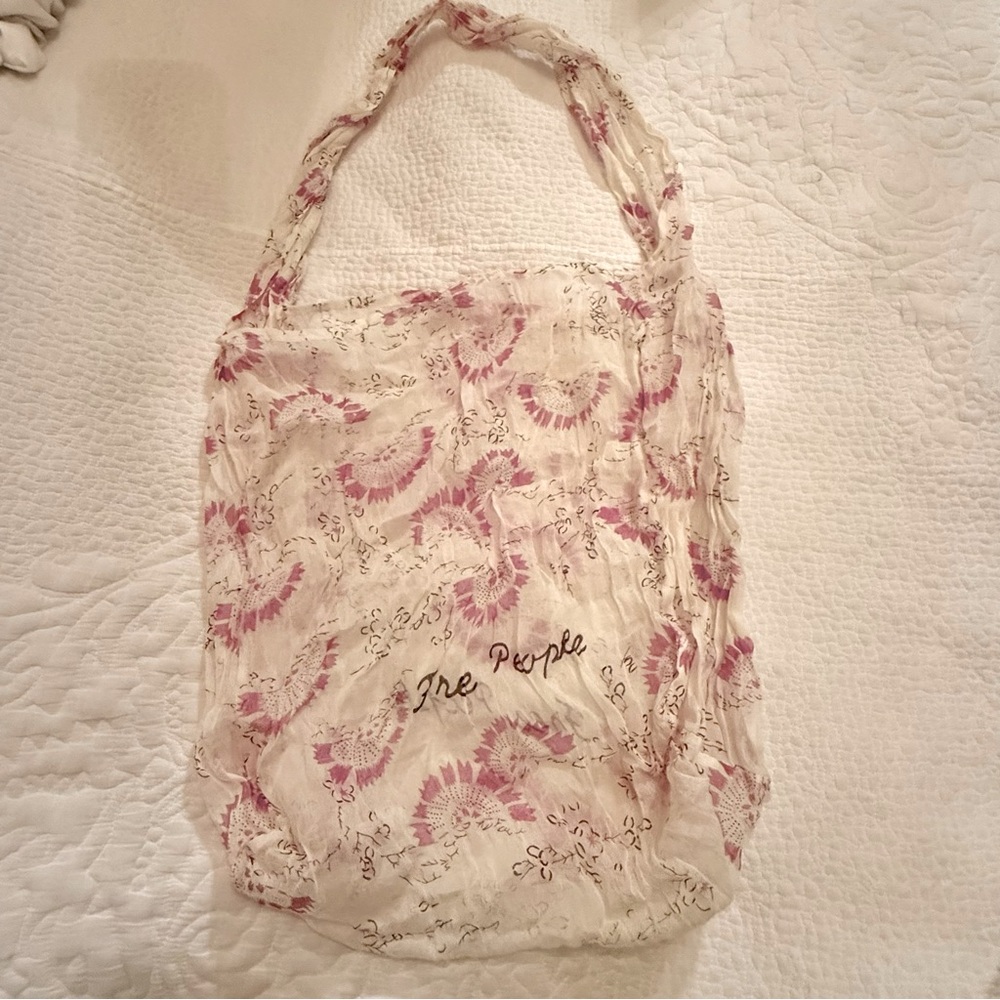 Free People Cream and pink 
Reusable cloth Floral Shoulder Bag
